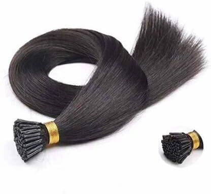 ABNITIO 100% Natural Human  I-Tip 100 grams (Natural Black,20 Inches) Hair Extension