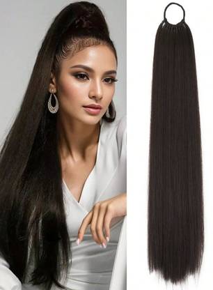 El Cabell Elastic Band Ponytail Extension for Women, Long Straight Synthetic Brown Hair Extension