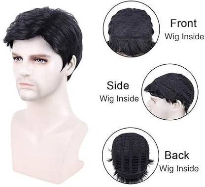Honbon Synthetic  Wig for Men & Boys Natural Dark Black Nakali Baal 100 Gram Hair Extension