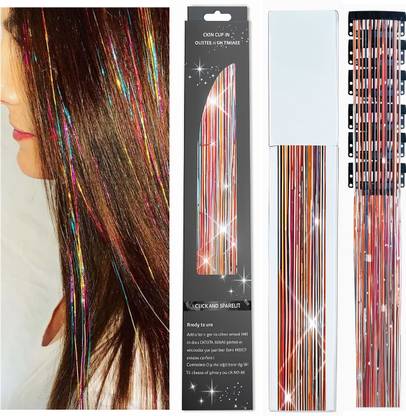 Verilux 6pcs  Tinsel Extensions 236 Inch Clip On Rainbow Extensions for Girl Styling Hair Extension