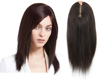 Lebene  Topper Front and Scalp Covering  Extensions 3 Clip Brown Hair Extension