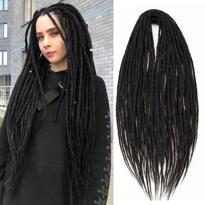 TRESS Dreadlock Extensions (BLACK) 24 Inch Single Ended Dreads Crochet  Synthetic Hair Extension