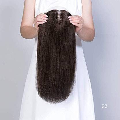 DreamExim Synthetic Silk Base Crown 3 Clip In  Toppers Brown Hair Extension