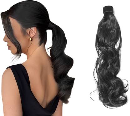 Pinaka Natural Looking Wavy Ponytail  Extension - 24 Inch Black Wig (Pack of 1) Hair Extension