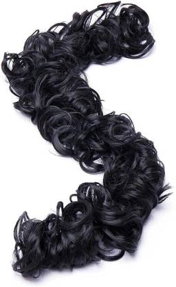 IndusBay 1 Piece Elastic  Ribbon Ponytail Rubber Band  Extensions Black Hair Extension