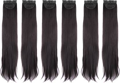Stasia Street CLIP-IN 24" STRAIGHT DARK BROWN SIDE PATCHES (6pcs Set) Hair Extension