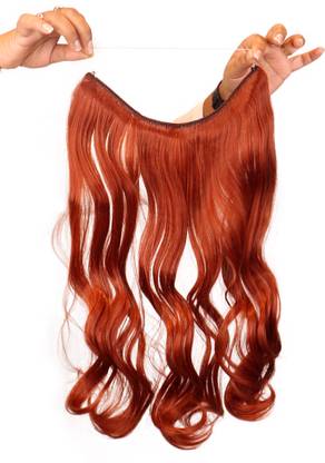 A H S Red Brown Curly | Wavy Wire hair Halo Extension For Girl and Women Pack-1 Hair Extension