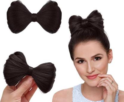 Pinaka Professional Brown Hair Bow - Secure Clip - Formal Work or Event Hair Accessory Bun Clip