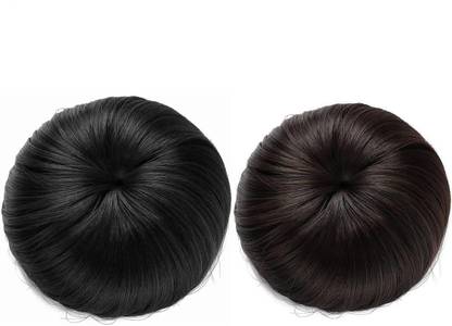 Girdhari Lal Black & Brown Stylish  Bun Extensions Hair Extension