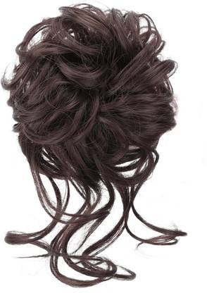 Crazy Hair Hair Extensions with Elastic Hair Bands Brown Color Bun