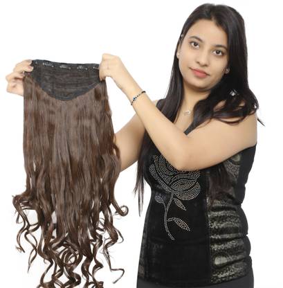 MEGARICH Clip In Wavy/Curly Synthetic  Extension For Women And Girls Hair Extension