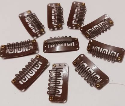 DreamExim 10 Pieces - BROWN  Silicone Extension Snap U - Clip, 28 mm Hair Extension