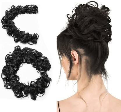 Blushia Messy Frill Hair Extensions For Ponytail (Black) Bun