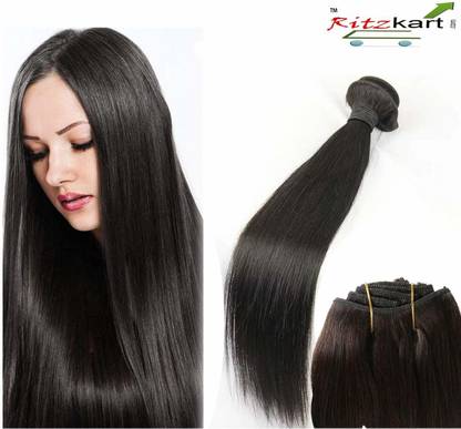 Ritzkart 28 inch STRAIGHT REMY HAIR DOUBLE DROWN HUMAN HAIR WEFT EXTENSION . Hair Extension