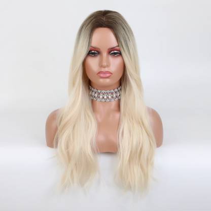 Ashkash 26 Inches Long 2 Tone Ombre Curly/Wavy Synthetic Fibre  Wig Hair Extension