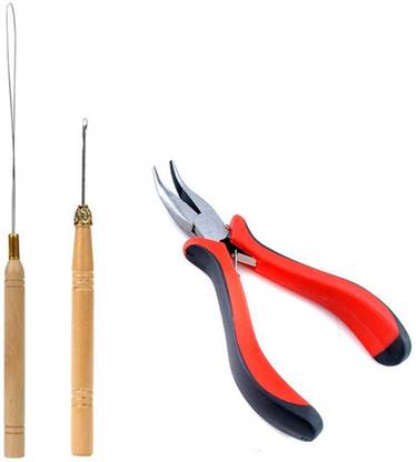 LeModish 3 Pcs Set  Extension Loop Hook Curved Nose Pliers for I tip hair extensions Hair Extension