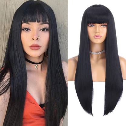 Getvock  black medium full head hair wig Hair Extension