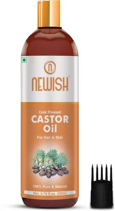 NEWISH Naturals Cold-Pressed 100% Pure Castor Oil Eyebrows,Hair Skin Oil (200 ml) Hair Oil