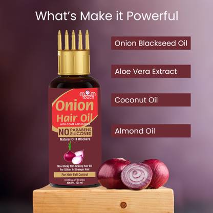 mom touch Onion Hair Oil With Black Seed Oil Extracts - Controls Hair Fall No Mineral Oil Hair Oil
