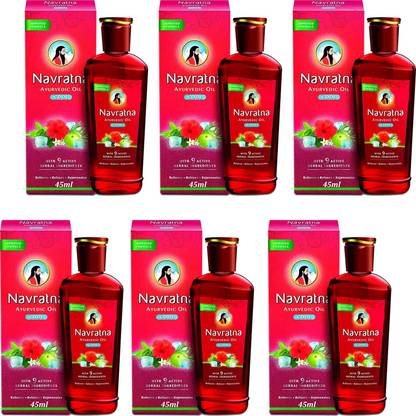 Navratna Ayurvedic Oil Cool For Cooling & Refresh Mind Pack of - 45ml x 6 Hair Oil