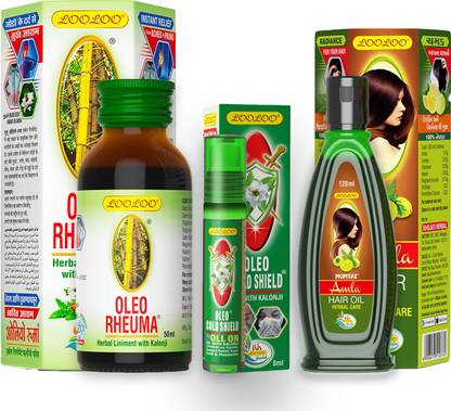 looloo Mumtaz Amla Hair Oil-120ml|Oleo Cold Shield Oil-8ml|Oleo Rheuma Oil Herbal-50ml