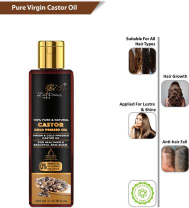 La'Decus Virgin Cold Pressed Castor Oil 200 ml for Hair Growth | Pure and Natural Hair Oil