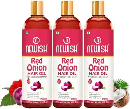 NEWISH : Red Onion Hair Oil for Hair Regrowth Men and Women, Each 100 ml (Pack of 3) Hair Oil