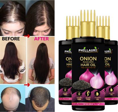 Phillauri Red Onion Hair Oil - WITH COMB APPLICATOR- Black Seed Onion Oil Hair Oil
