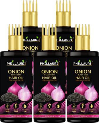 Phillauri Onion Black Seed Hair Oil - WITH COMB APPLICATOR - Controls Hair Fall Hair Oil