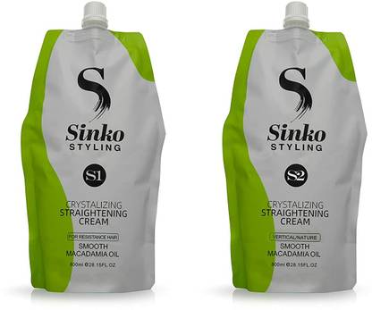 SINKO STYLING Combo of S1 and S2 Crystallizing Hair Straightening Smoothening Macadamia Oil Hair Oil