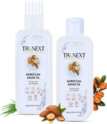 TRUNEXT 100% PURE & NATURAL MOROCAN ARGAN OIL FOR HAIR GROWTH, Pack of 2, (400 ml) Hair Oil
