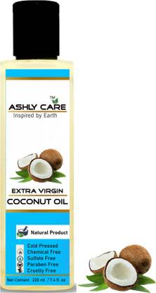 ashly care Cold Pressed Coconut oil for hair and skin - 100% Pure & Natural ( 220 ML ) Hair Oil