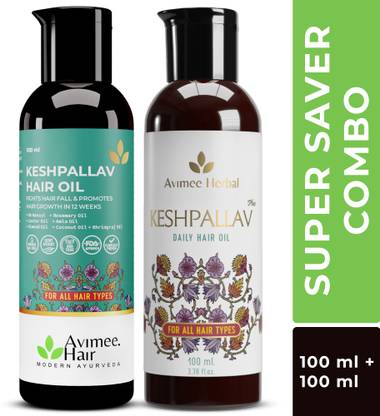 Avimee Herbal Keshpallav Hair Oil (100mL) + Keshpallav Plus Oil (100mL) (Super Saver Combo) Hair Oil