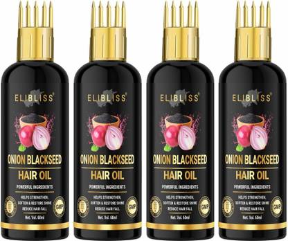 ELIBLISS Onion Blackseed Hair Oil with Comb for Smooth Hair and Hair Growth Pack of 2 Hair Oil