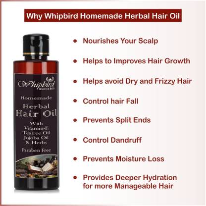 Whipbird Hair Oil Made with Many Natural Herbs, Oils and Vitamin-E Hair Oil