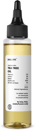 BRILLARE Tea Tree Hair Oil, with Lemon & Sunflower Oil, Dry, Itchy Scalp, 100% Natural Hair Oil