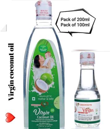 GREENNUT Extra Virgin Coconut Oil Cold Pressed Pack of 200ML/100ML Hair Oil