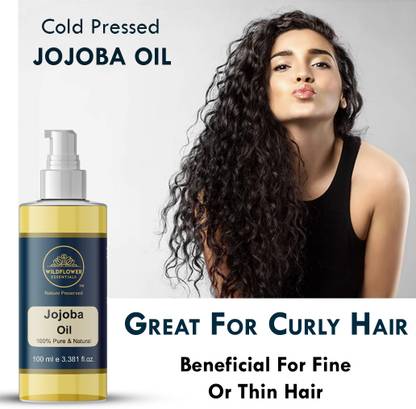 Wildflower essentials 100% Pure Cold Pressed Jojoba Oil Great For Curly Hair Beneficial For Fine, Thin Hair Oil