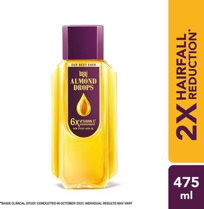 BAJAJ Almond Drops with 6X Vitamin E Nourishment for 2X Hairfall Reduction Hair Oil