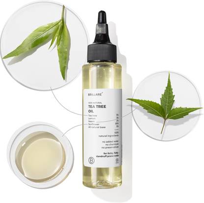 BRILLARE Tea Tree Hair Oil, with Lemon & Sunflower Oil, Dry, Itchy Scalp, 100% Natural Hair Oil