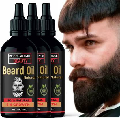 INDO CHALLENGE 3 x Faster Beard Growth oil with 100% Natural Ingredients Based  Hair Oil