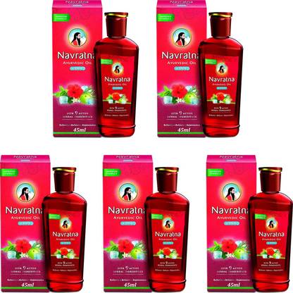 Navratna Ayurvedic Oil Cool For Cooling & Refresh Mind Pack of - 45ml x 5 Hair Oil
