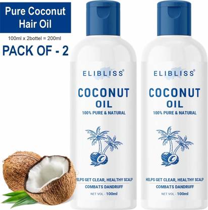 ELIBLISS Organic Pure Extra Virgin Cold Pressed Coconut Oil For Hair Hair Oil Pack of 2 Hair Oil