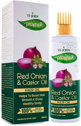 VI-JOHN PRAKRITIK Red Onion & Castor Hair Oil Helps to Boost Hair Growth, 100% Natural Bio Actives Hair Oil