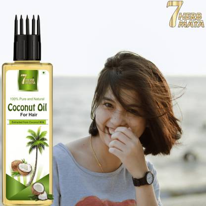 7Herbmaya Extra Virgin Coconut Oil Hair Growth Oil, Control hairfall with Comb Applicator Hair Oil