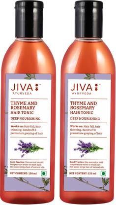 JIVA AYURVEDA AYURVEDA Thyme & Rosemary Hair Tonic - Scalp Cleansing Formula - 120 ml - Pack of 2 Hair Oil