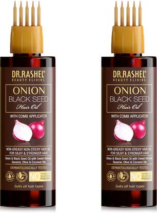 DR.RASHEL Black Seed Onion Oil with Comb Applicator | Controls Hair Fall | Non-Greasy Hair Oil