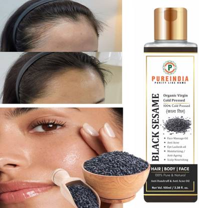 pureindia Black sesame Oil, Til ka Tel,For Hair & Skin. Hair Oil