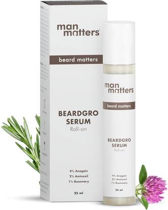 Man Matters BeardGro Serum Roll On | Anagain, Aminexil & Rosemary | Stronger & Thicker Beard Hair Oil