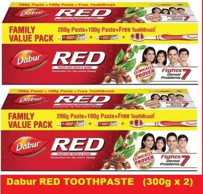 Dabur Red Toothpaste 300 Gm ^^ (Pack of 2) Hair Oil